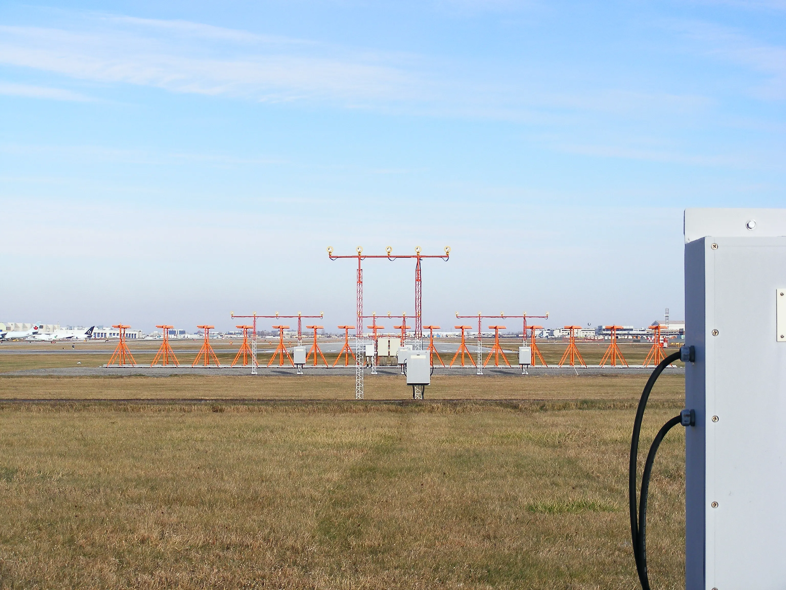 ILS localizer antennas, located at the far end of a runway ILS localizer