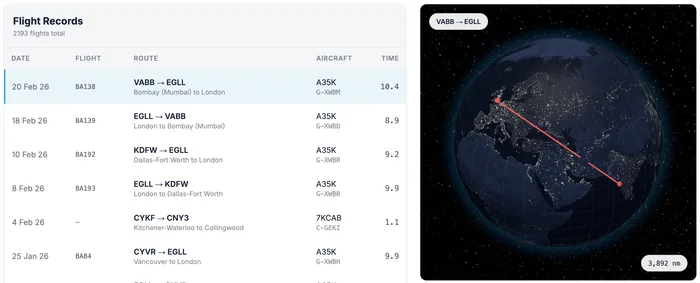 A screenshot of my interactive logbook.