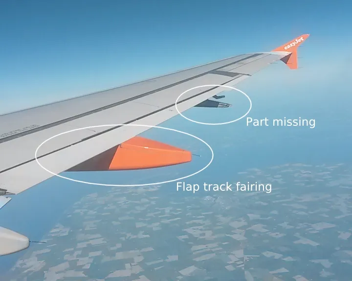 A320-family aircraft missing a piece of fairing